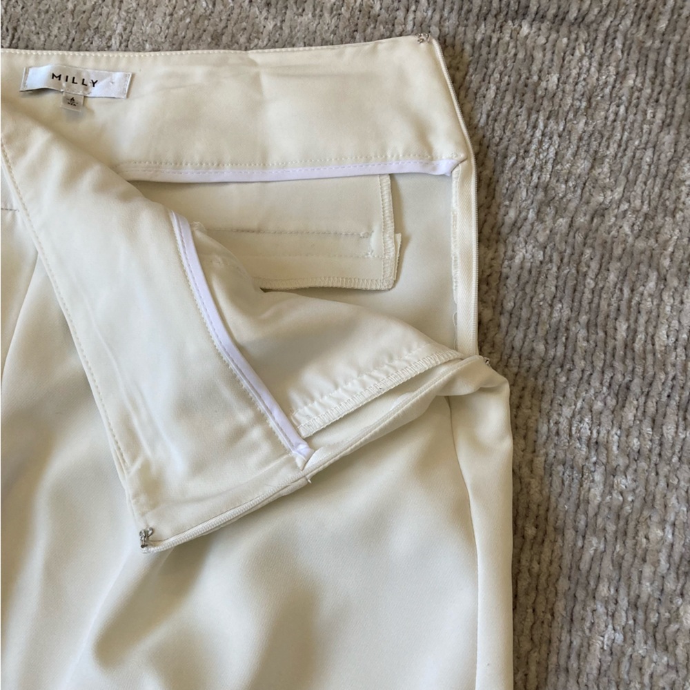 Milly Off White Tailored Trouser Pants Size 6 Side Zip Classic - Picture 2 of 8
